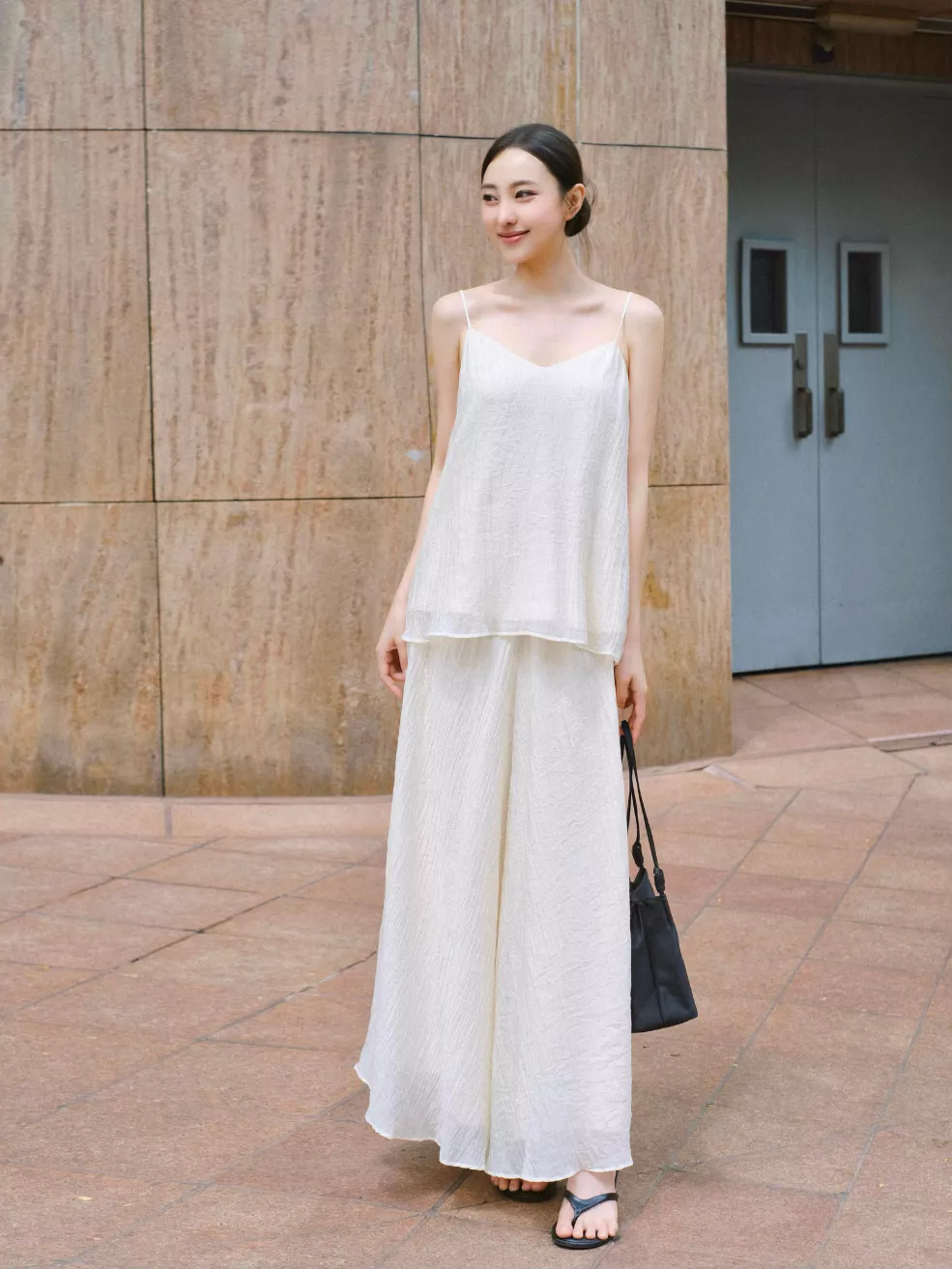 Nosbyn - Set Áo Hai Dây & Quần Dài Ống Rộng - Cami Set