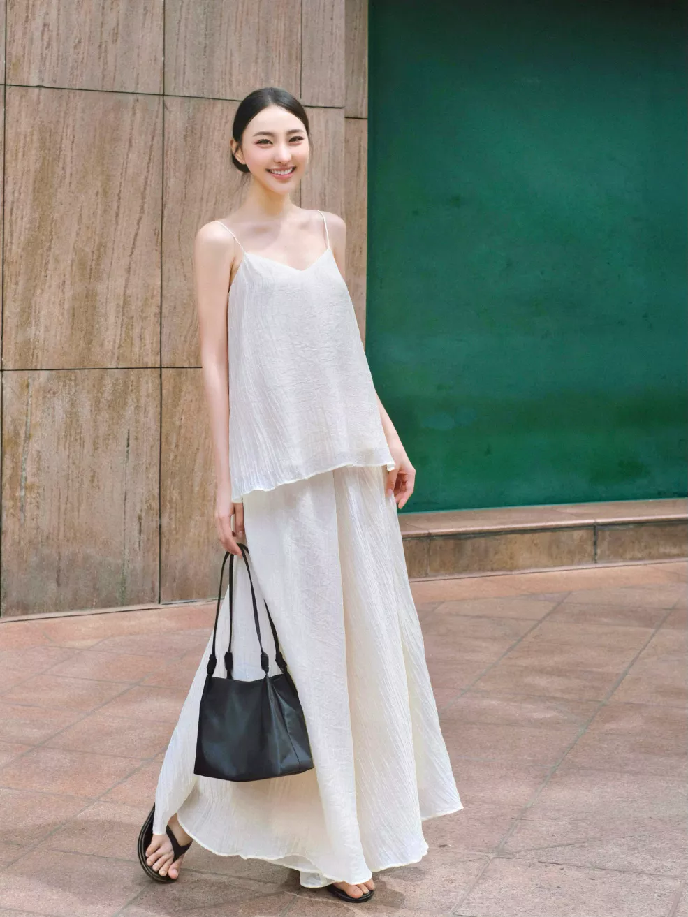 Nosbyn - Set Áo Hai Dây & Quần Dài Ống Rộng - Cami Set