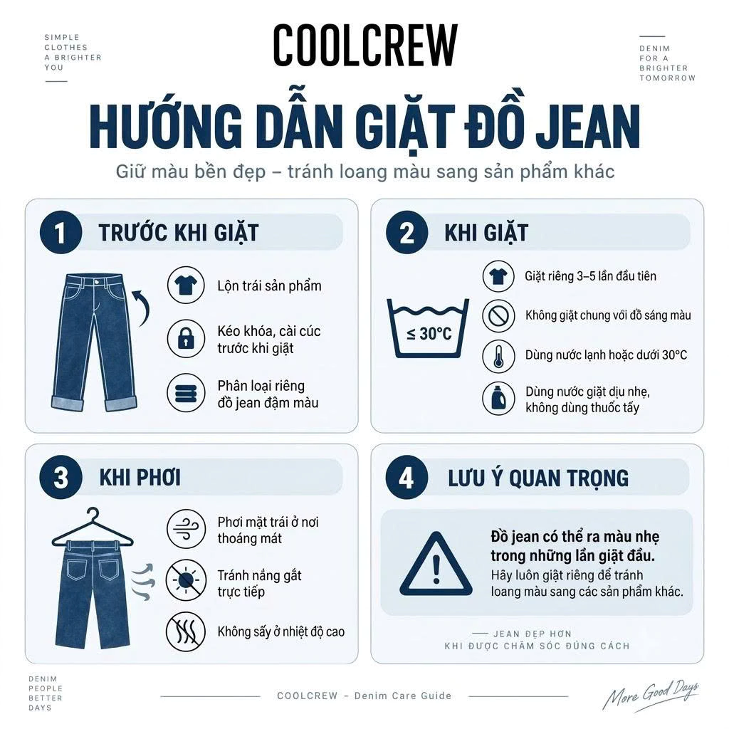 Quần Jean Raw Denim COOLCREW Xếp Ly – Basic, Cá Tính, Thời Thượng QTD067