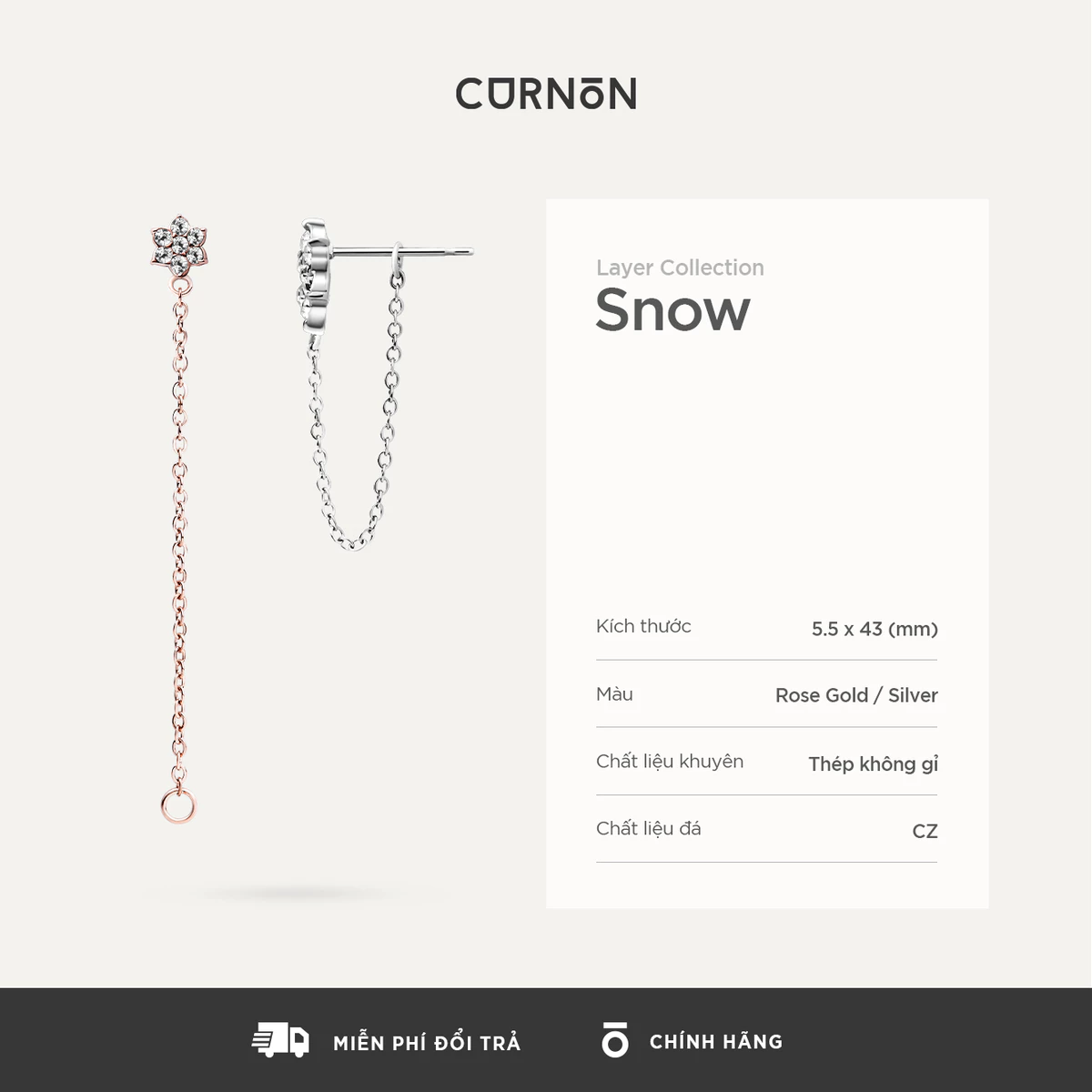 Bộ Sưu Tập Khuyên Tai Nữ Thời Trang Curnon Layer Earring Collection - Khuyên Tai Nữ Thép Không Gỉ
