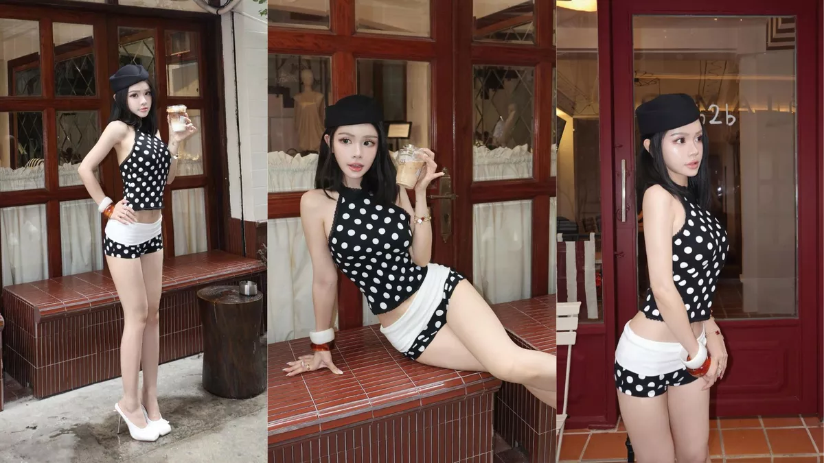 Áo yếm chấm bi tôn dáng BEWISH - 𝐊𝐈𝐋𝐋 𝐒𝐘𝐒𝐓𝐄𝐌