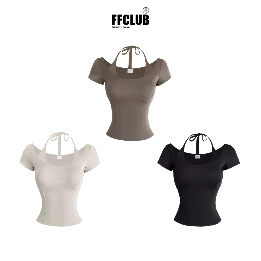 Áo Thun Croptop Tay Ngắn Thắt Dây Cổ FFCLUB - PASTRY