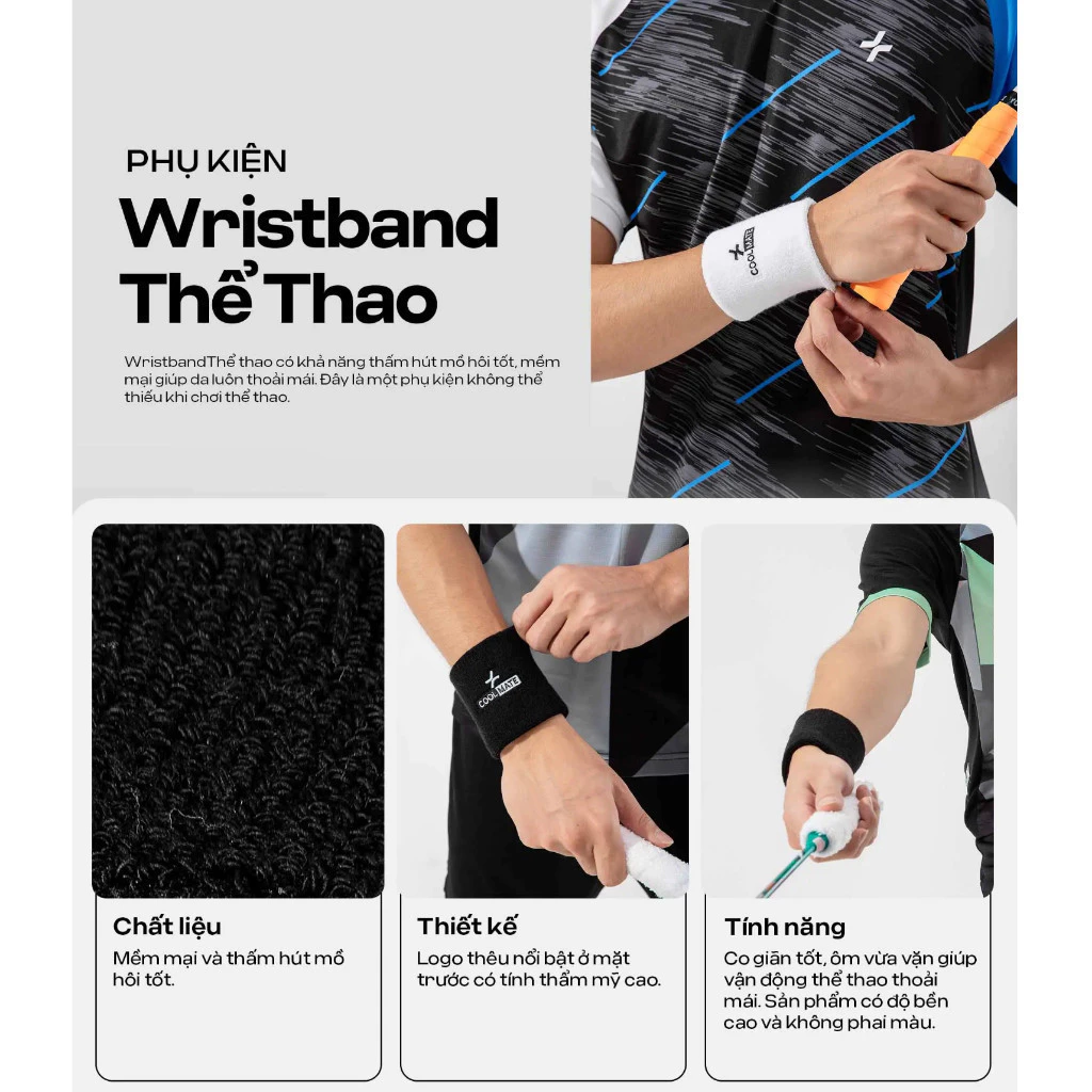 Set quà tặng Băng tay Wirstband + headband thể thao mềm mại, thấm hút - Coolmate