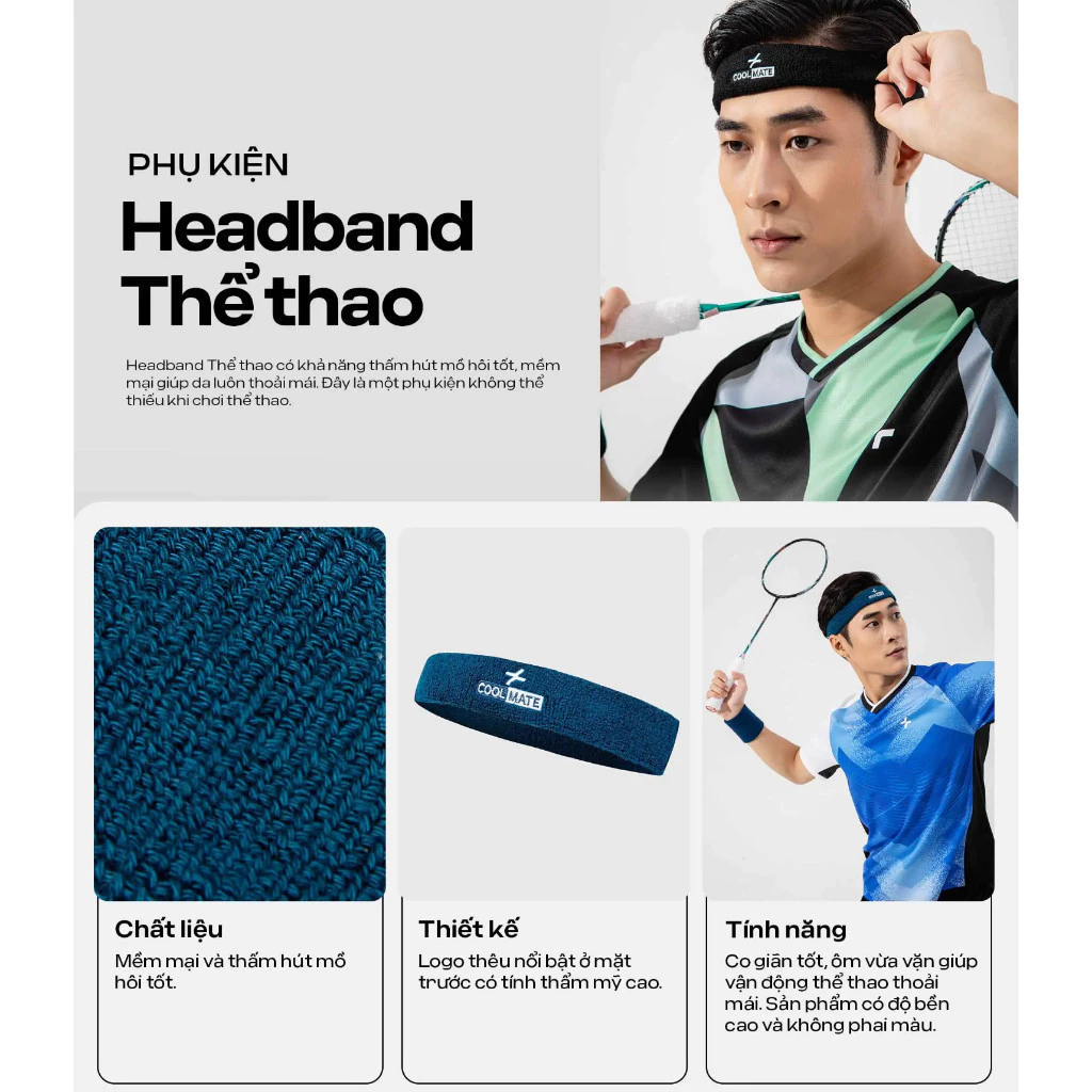 Set quà tặng Băng tay Wirstband + headband thể thao mềm mại, thấm hút - Coolmate