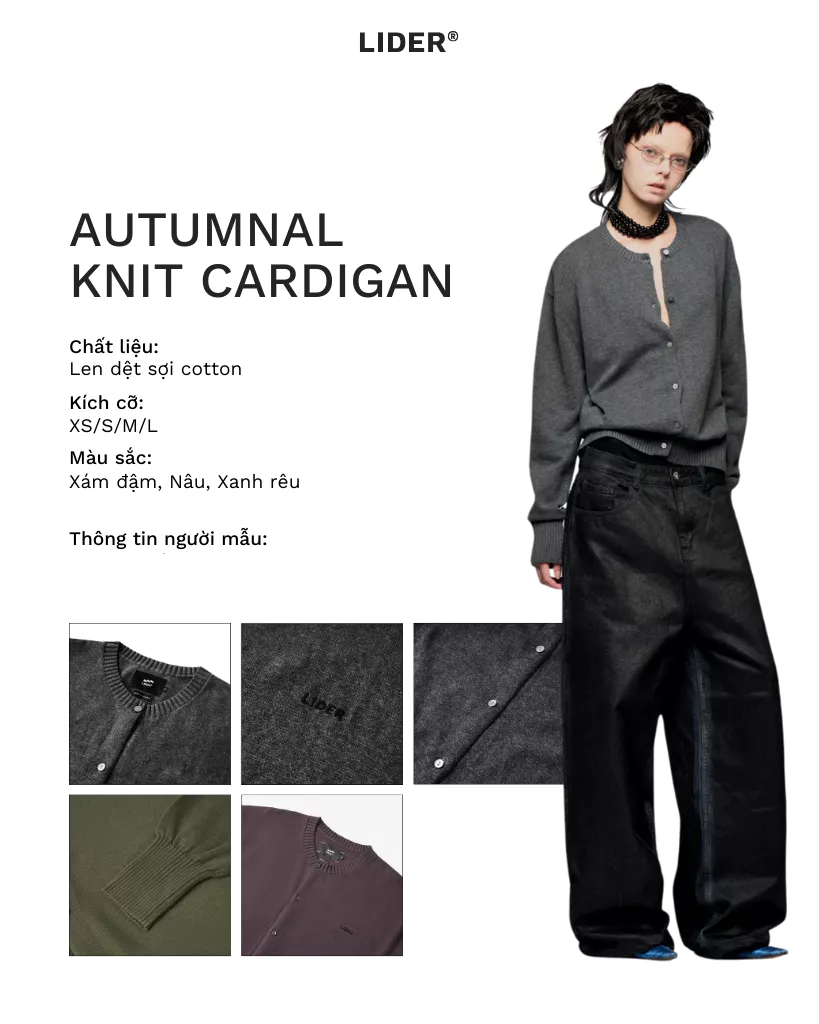 Áo Khoác Cardigan Len Boxy Ôm Body Unisex LIDER AUTUMNAL KNIT CARDIGAN