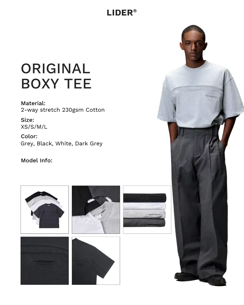 Áo Thun Trơn Có Túi Mổ Tay Ngắn Basic Unisex LIDER ORIGINAL BOXY TEE