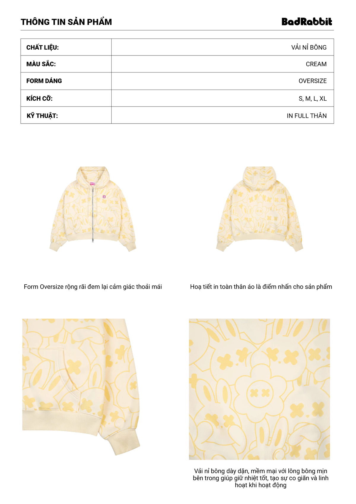 Áo Khoác Summer Rabbit Hoodie Zipper - Just Feel Collection - Local Brand Chính Hãng