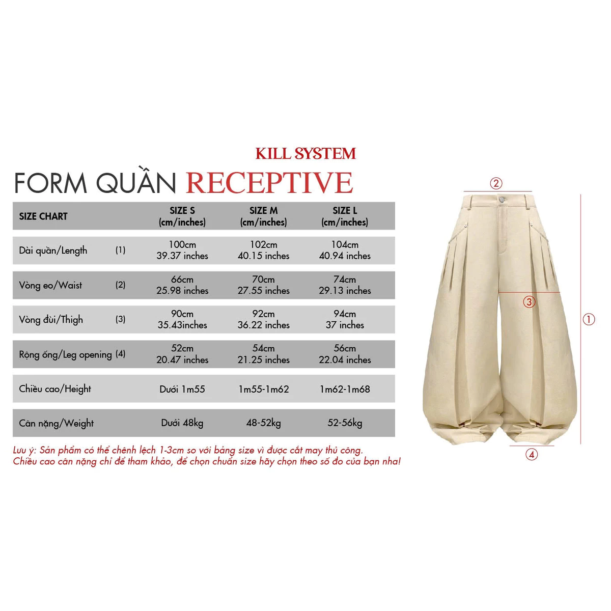 Quần kaki dài ống rộng dáng cong RECEPTIVE - 𝐊𝐈𝐋𝐋 𝐒𝐘𝐒𝐓𝐄𝐌