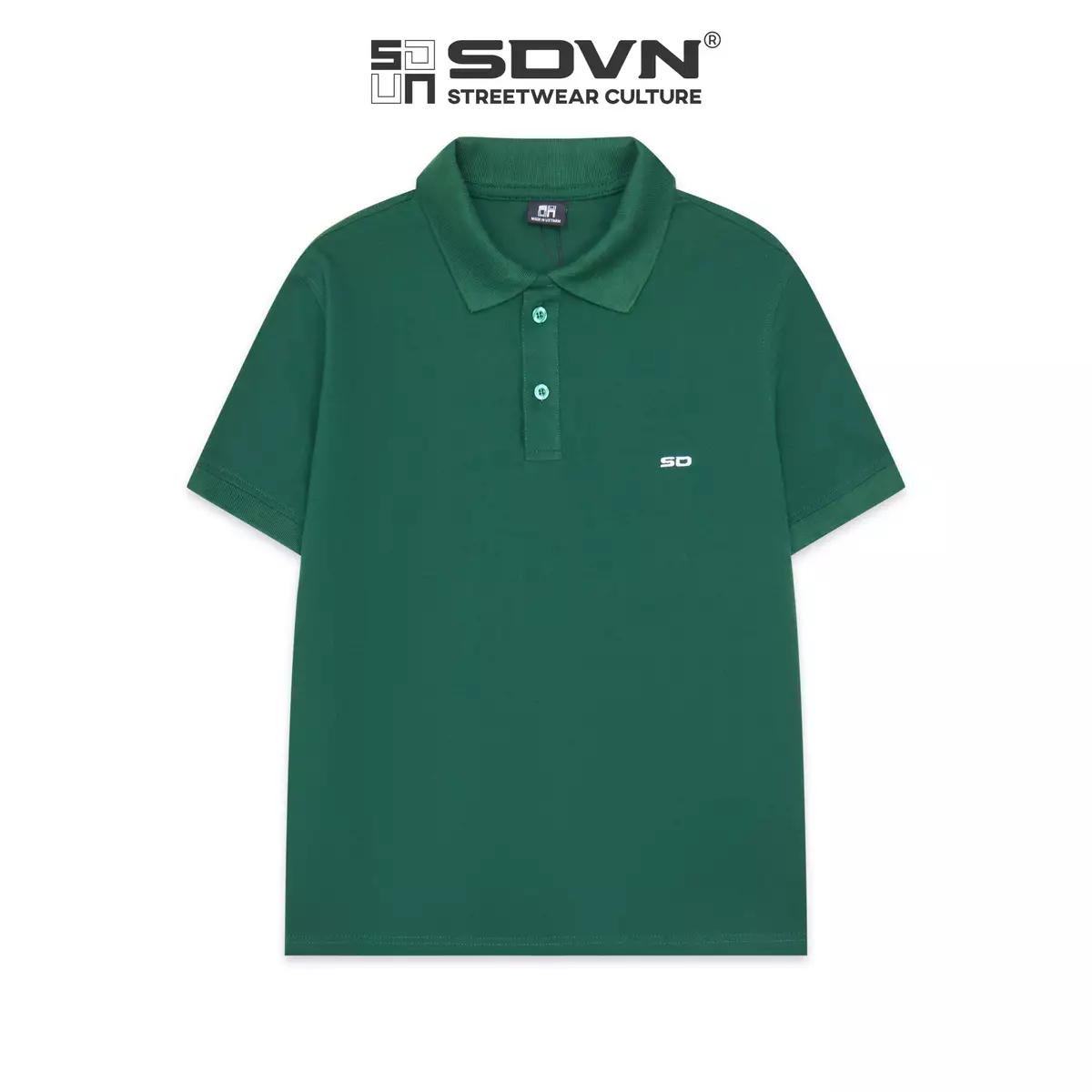 Áo thun thêu Polo Unisex xẻ tà chất liệu vải thun 100% cotton cá sấu 4 chiều thoáng mát SDVN