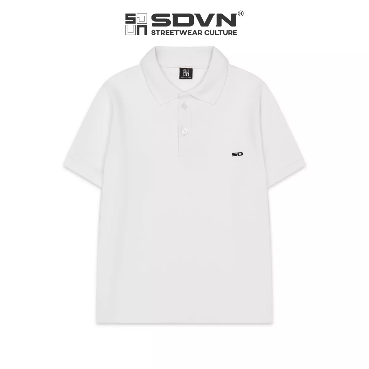 Áo thun thêu Polo Unisex xẻ tà chất liệu vải thun 100% cotton cá sấu 4 chiều thoáng mát SDVN
