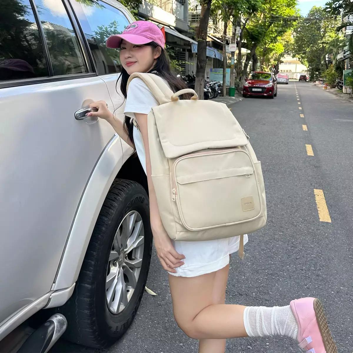 Balo nam nữ đi học đi làm BAMA Solid Backpack chống nước nhiều ngăn đựng laptop 13 14 15.6 inch