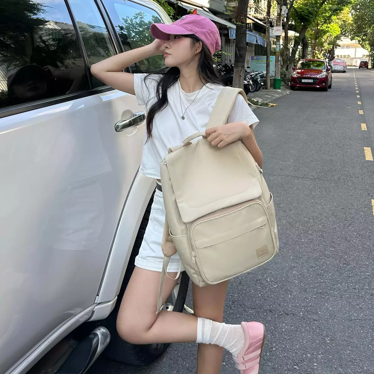 Balo nam nữ đi học đi làm BAMA Solid Backpack chống nước nhiều ngăn đựng laptop 13 14 15.6 inch