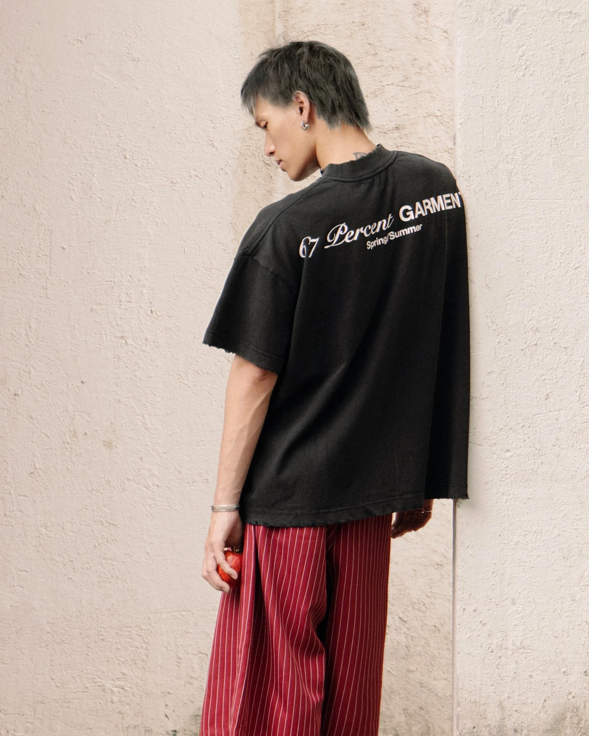 Áo Thun Wash Hiệu Ứng Logo In Kỹ Thuật 67PERCENT / 67% - GARMENT T-SHIRT