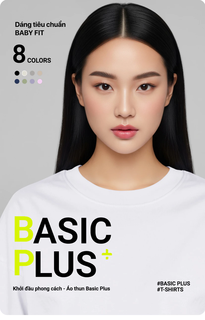 Áo thun Nữ Basic Plus 5 Baby Fit dáng ôm - Lime Orange - LO25021001
