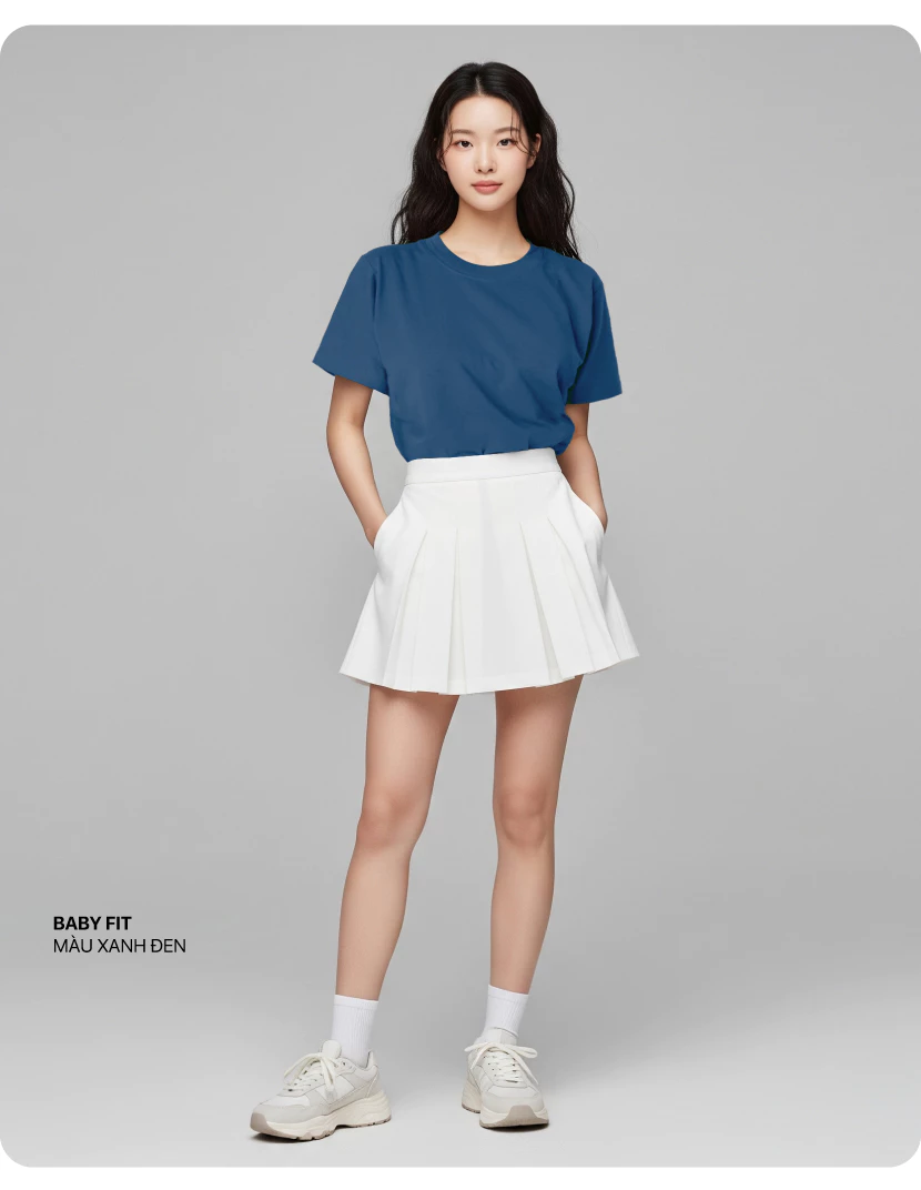 Áo thun Nữ Basic Plus 5 Baby Fit dáng ôm - Lime Orange - LO25021001