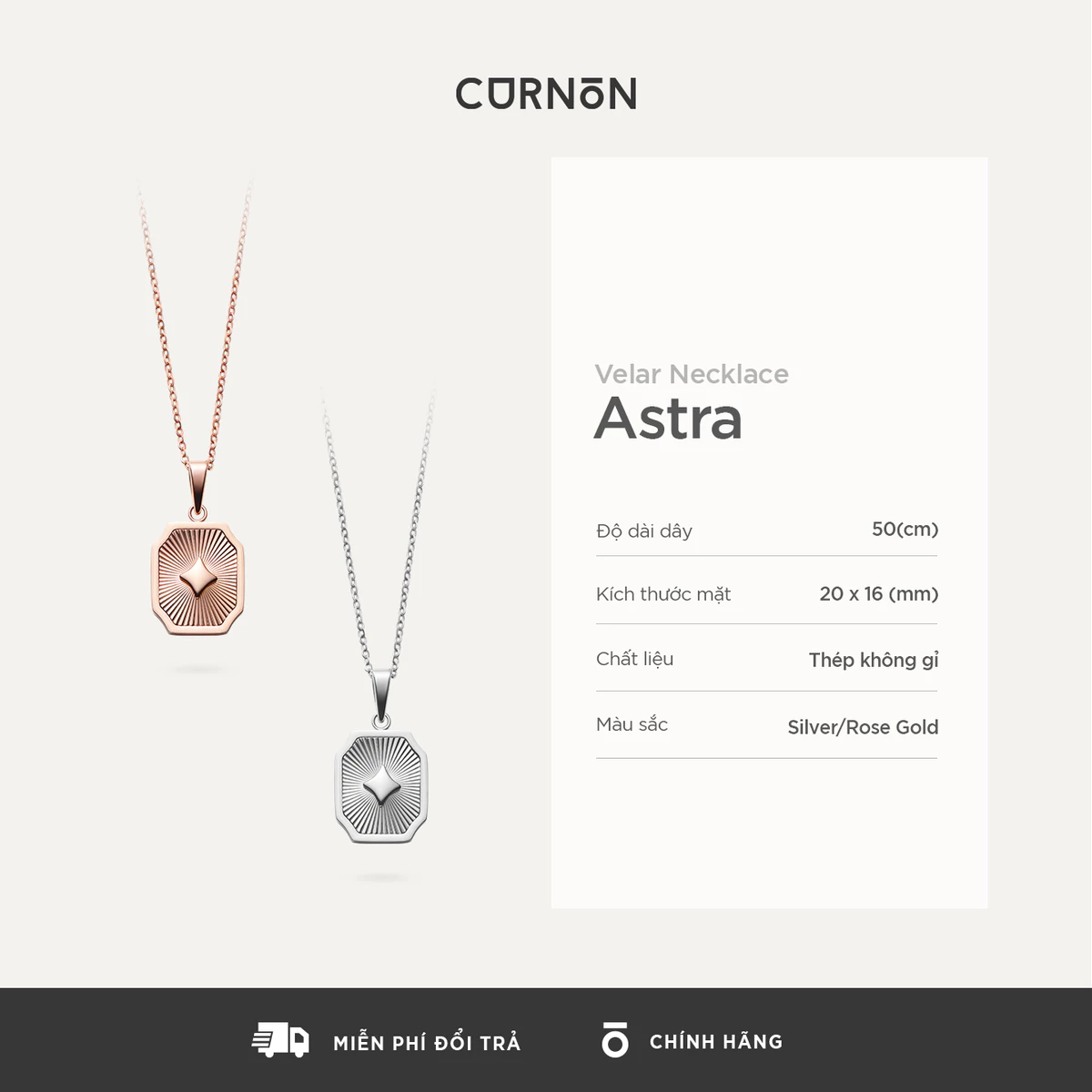 Vòng cổ nam Curnon Astra "Velar" Collection  - Trang Sức Phong Cách, Tinh Tế - Chất Liệu Thép Không Gỉ
