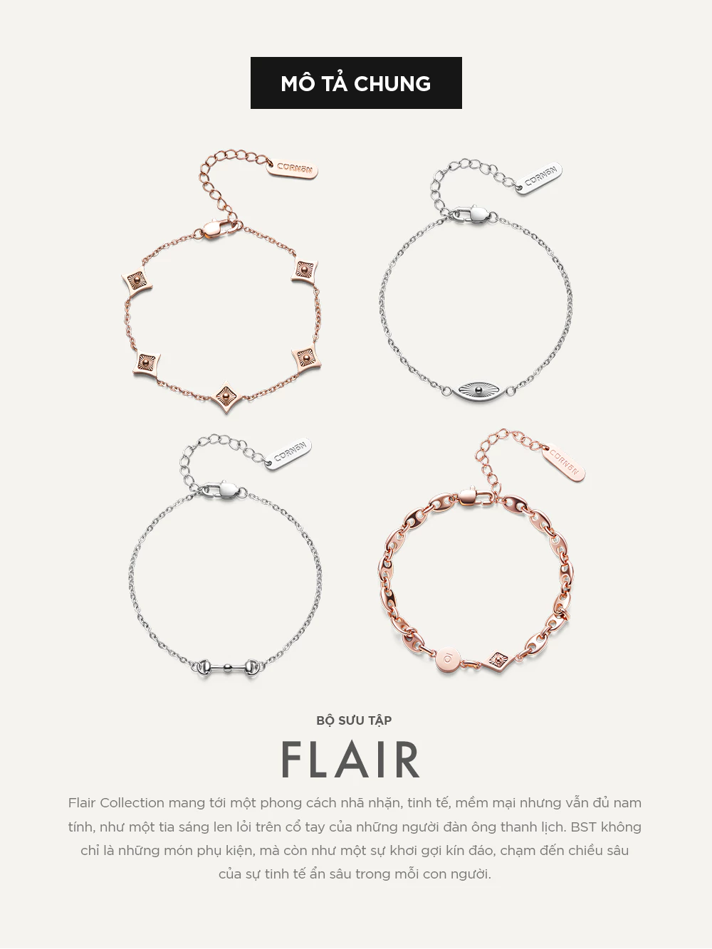 Vòng Tay Nam Curnon Amora Flair Collection - Trang Sức Vòng Xích Phong Cách Mạnh Mẽ - Chất Liệu Thép Không Gỉ