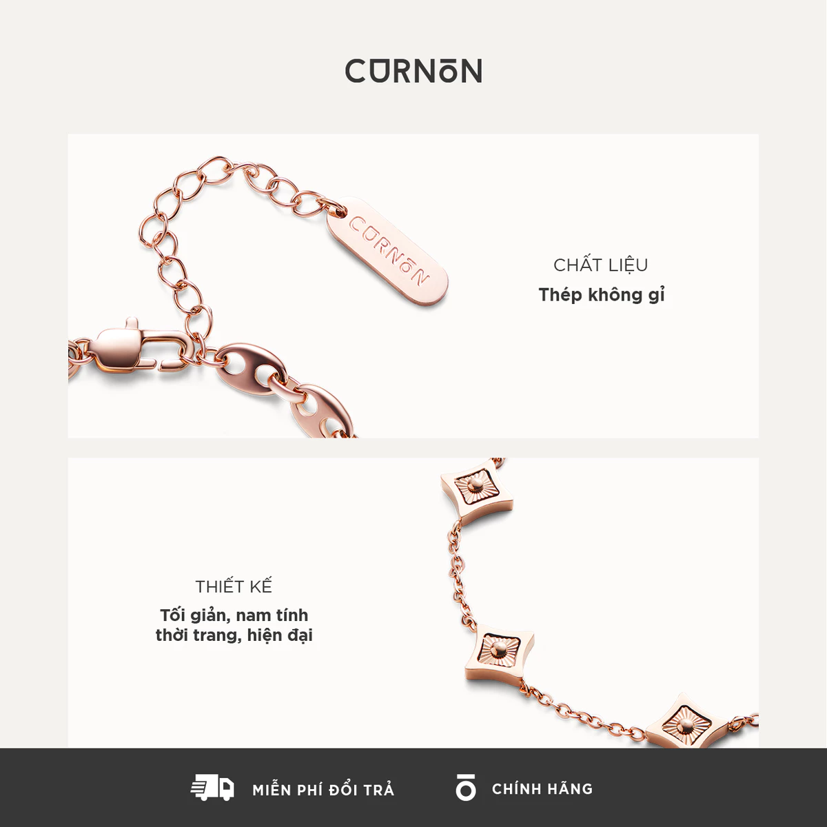 Vòng Tay Nam Curnon Amora Flair Collection - Trang Sức Vòng Xích Phong Cách Mạnh Mẽ - Chất Liệu Thép Không Gỉ