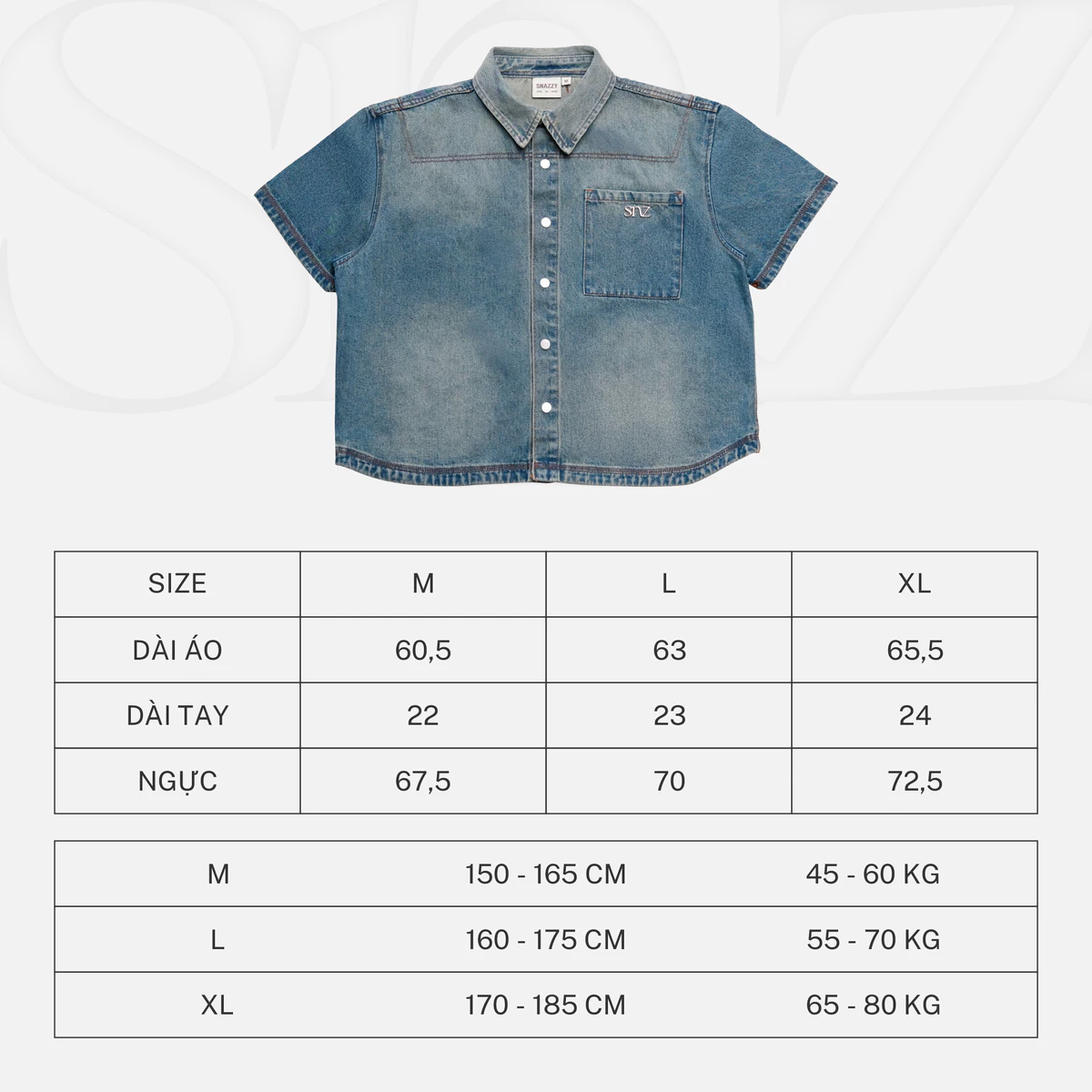 Áo Sơ Mi Oversized SNAZZY Unisex Chất Liệu Denim Chính Hãng - ARCTIC FLOW