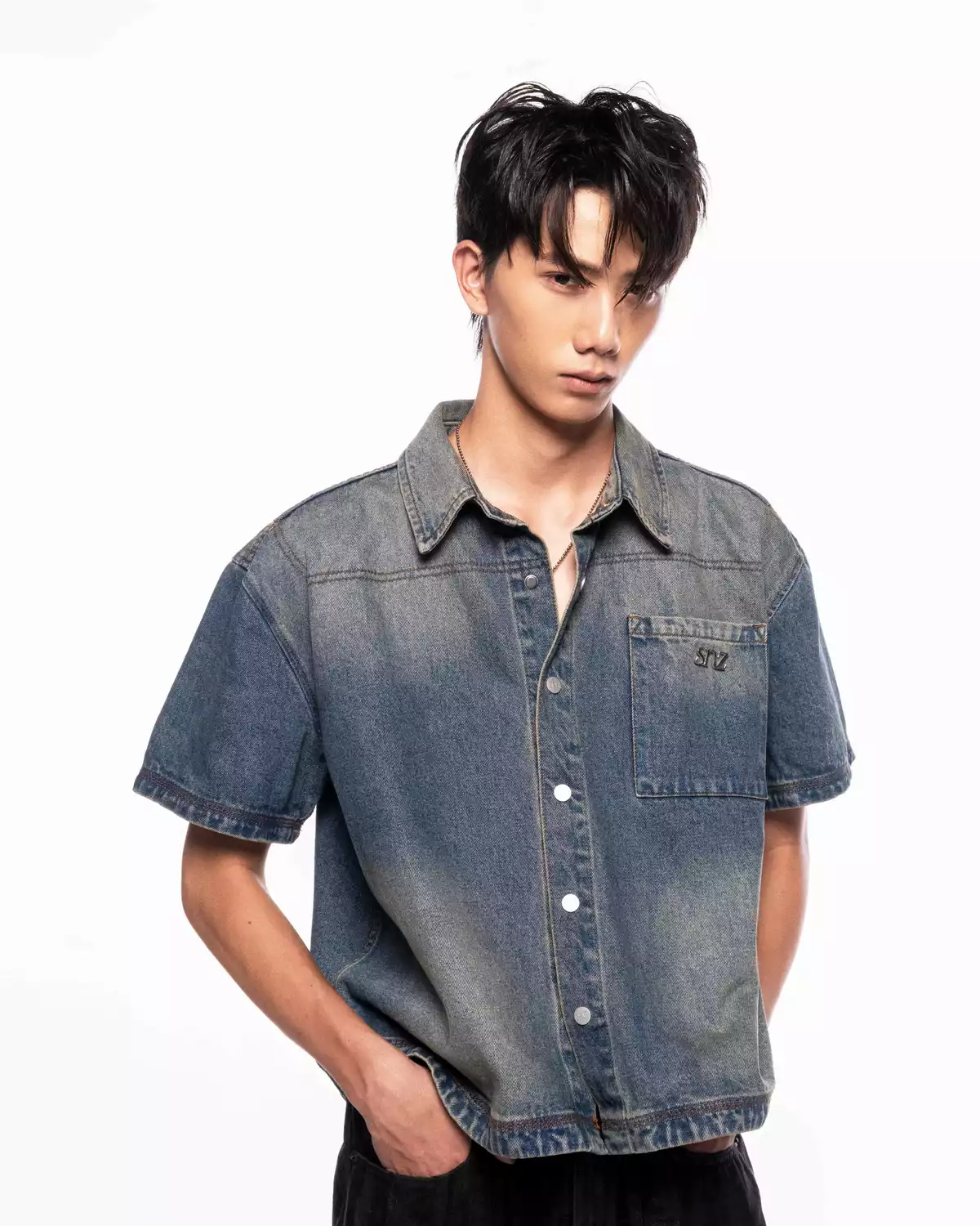 Áo Sơ Mi Oversized SNAZZY Unisex Chất Liệu Denim Chính Hãng - ARCTIC FLOW