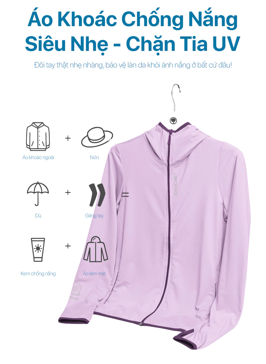 Áo Khoác Chống Nắng Chống UV Mỏng Nhẹ Nữ LIME ORANGE Air Hoodie 7 Sợi Dệt Siêu Nhẹ Co Giãn Tốt OO25471101