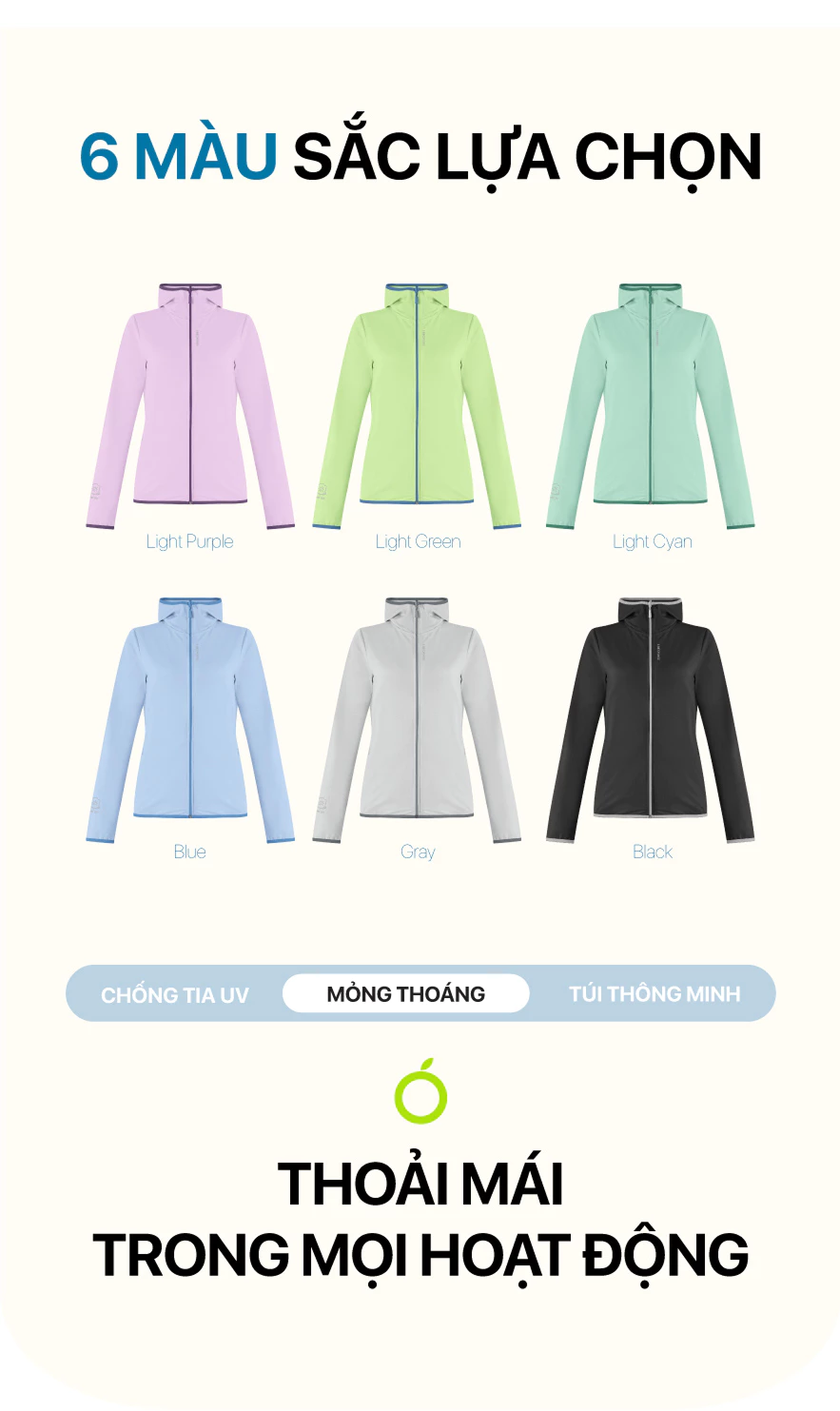 Áo Khoác Chống Nắng Chống UV Mỏng Nhẹ Nữ LIME ORANGE Air Hoodie 7 Sợi Dệt Siêu Nhẹ Co Giãn Tốt OO25471101