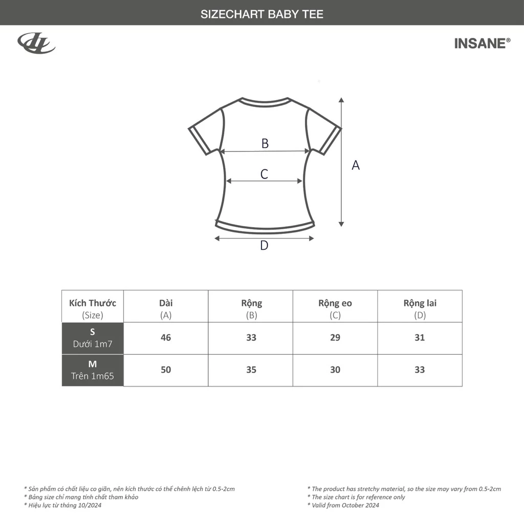 Áo Thun Baby Tee InsaneClo SCRIPT BABY TEE Chất Liệu Thun Cotton Siêu Co Giãn