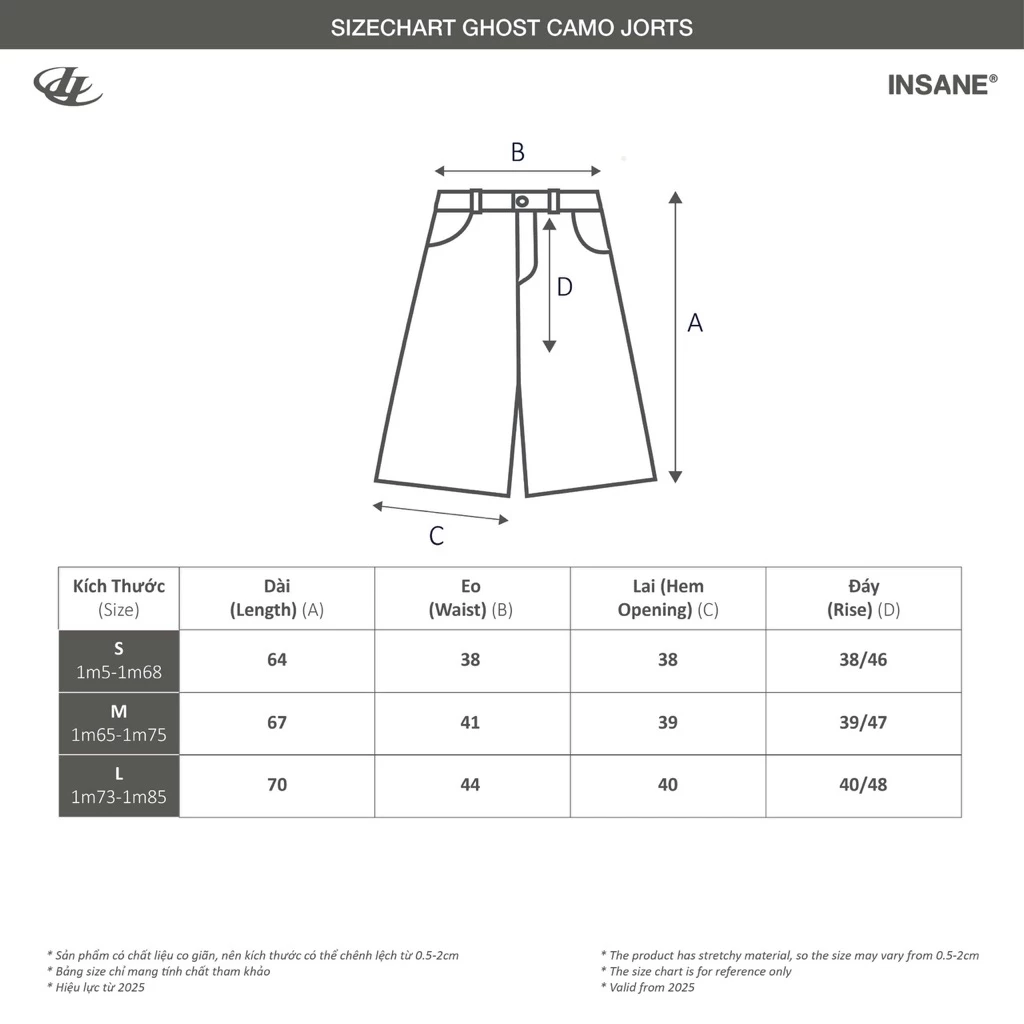Quần Lửng InsaneClo GHOST CAMO JORTS Form Dài Rộng Qua Gối Unisex Vải Kaki Cotton