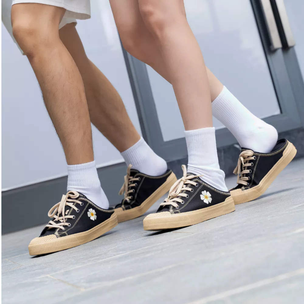 Giày Sục Đạp Gót Mules Vải DINCOX E10 INK Unisex Tăng Chiều Cao 4cm