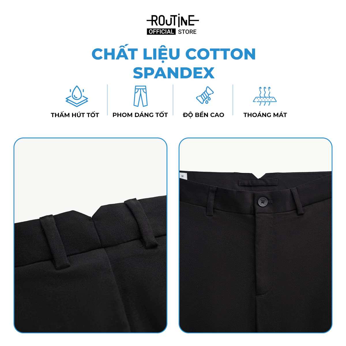 Quần Kaki Nam Cotton Trơn Form Slim Cropped - Routine 10F25PCA019