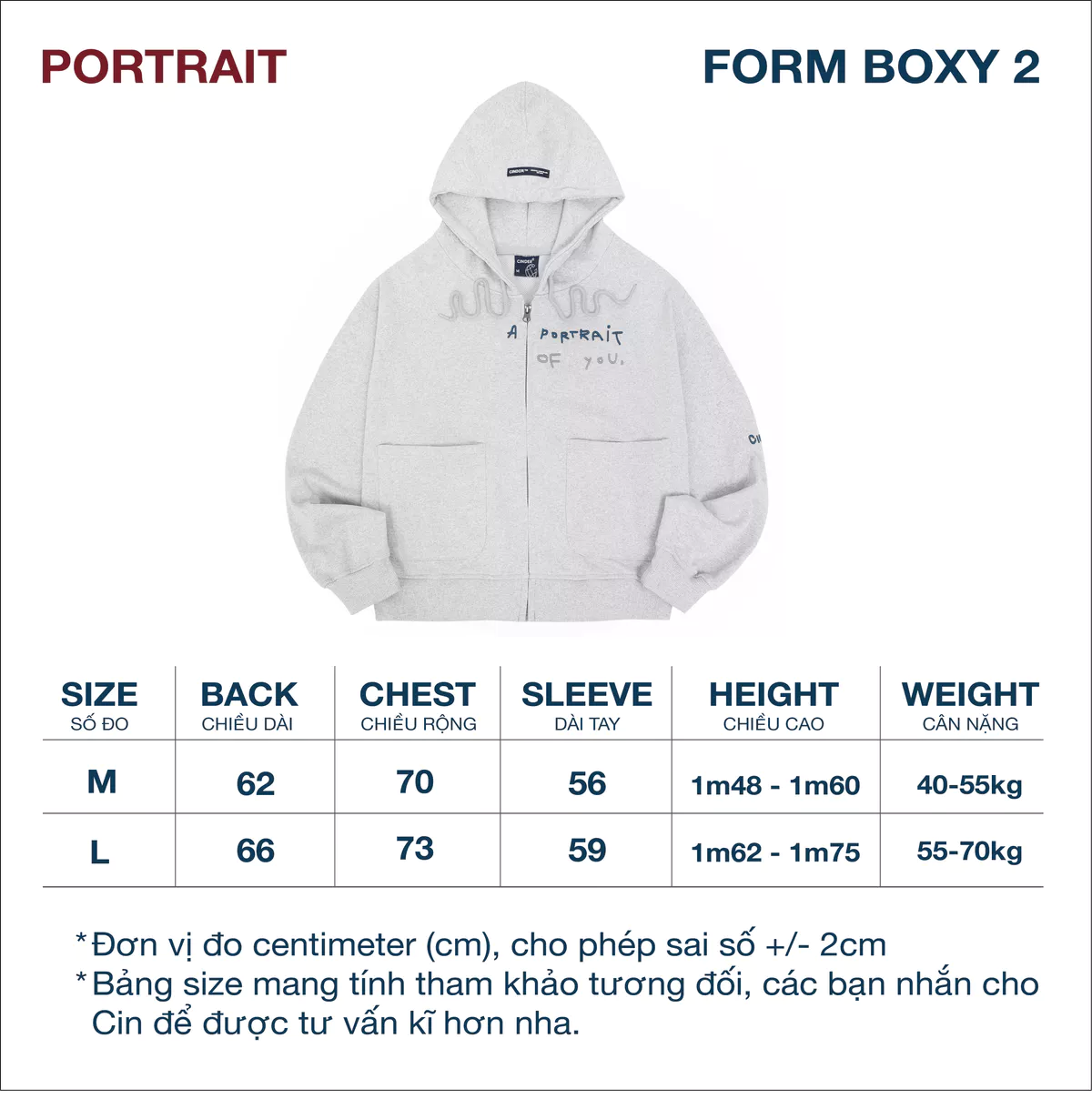 Áo Hoodie Zip Boxy PORTRAIT Cinder Form Đẹp, Local Brand Chính Hãng