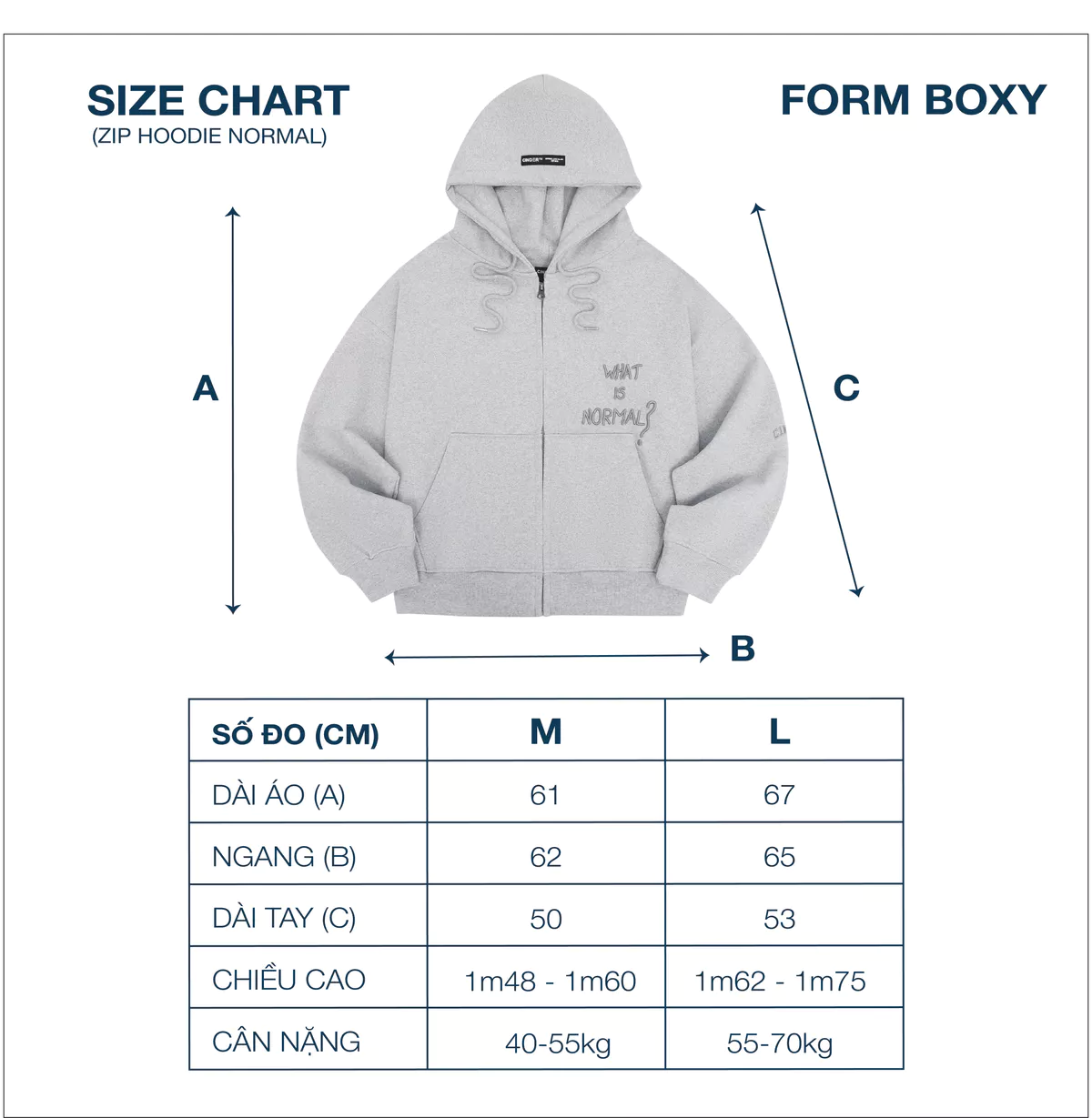 Áo Hoodie Zip Boxy NORMAL Cinder Form Đẹp Thêu Nổi 3D Cao Cấp, Local Brand Chính Hãng