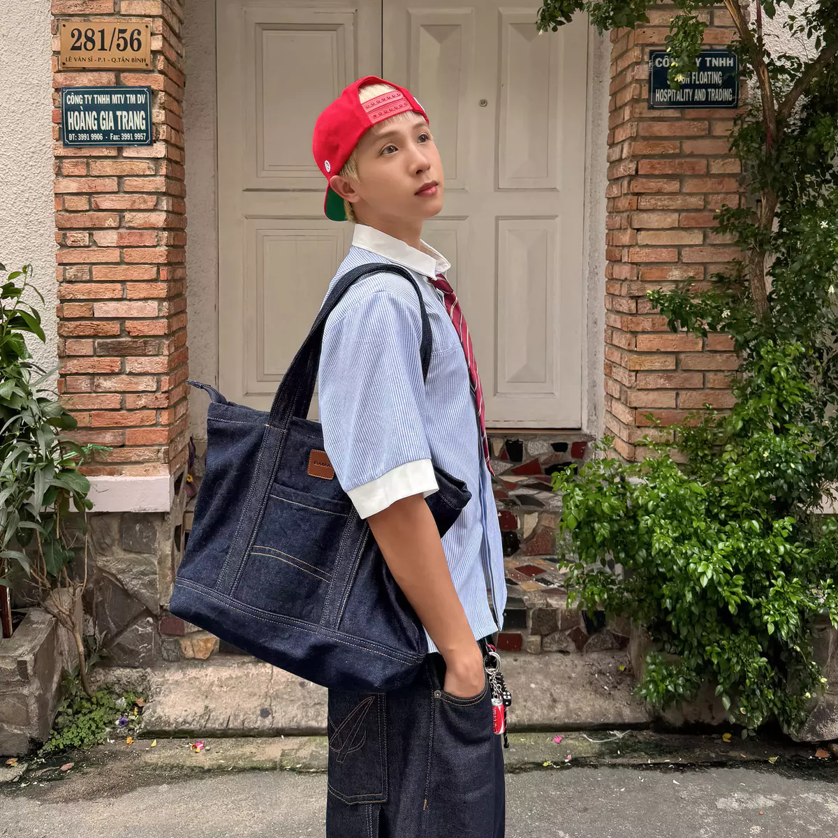 Túi tote đeo vai nam nữ BAMA Classic Denim Totes chống nước nhiều ngăn đi làm đi chơi dạo phố