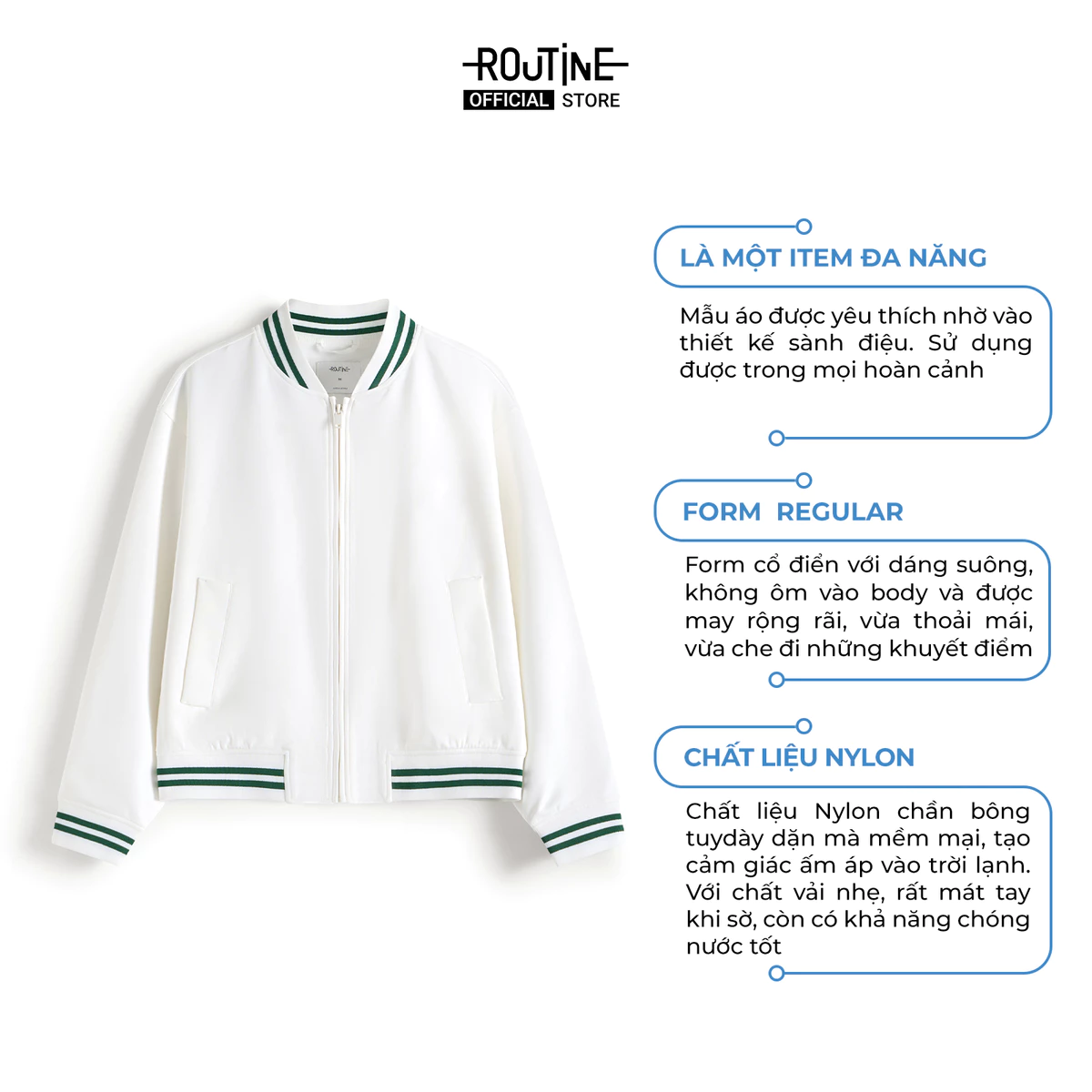 Áo Khoác Bomber Nam Phối Rib Hình In Khóa Kéo Form Regular - Routine 10S25JAC001