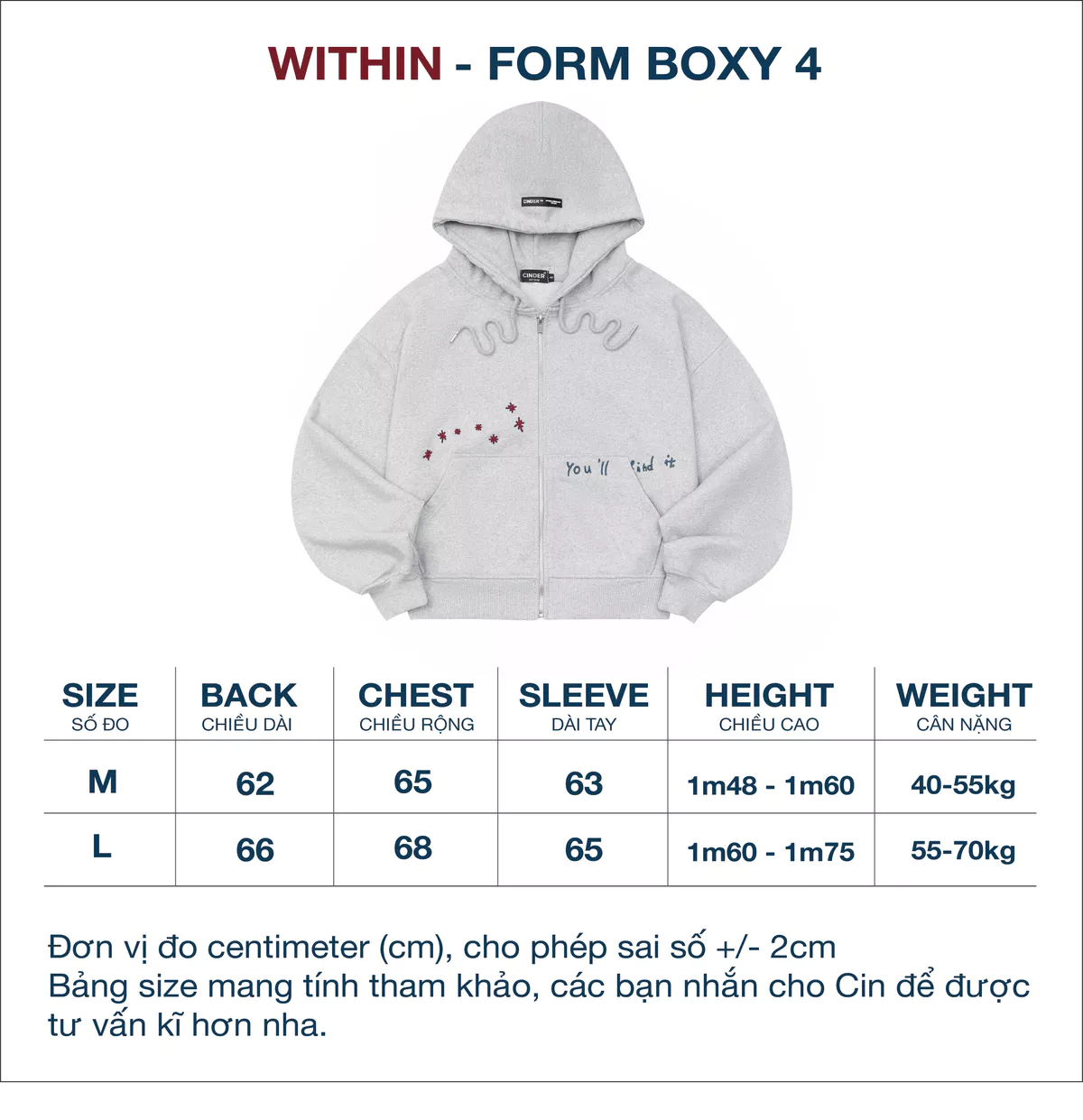 Áo Hoodie Zip Boxy WITHIN Cinder Form Đẹp, Local Brand Chính Hãng