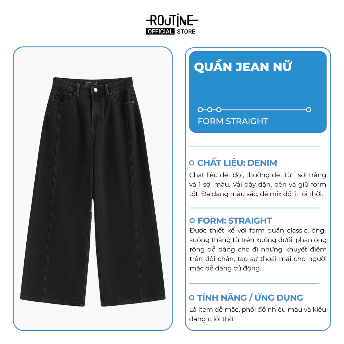 Quần Denim Nữ Form Straight - Routine 10F24DPAW026