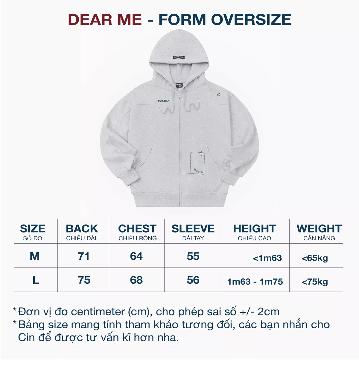 Áo Hoodie Zip DEAR ME Cinder Form Rộng Oversize, Local Brand Chính Hãng