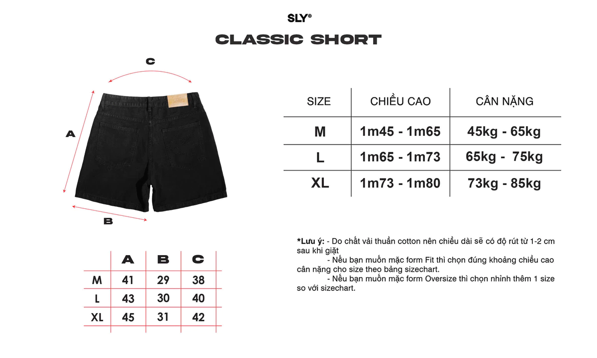 Quần Short Canvas SLY Classic washed màu trắng ngã