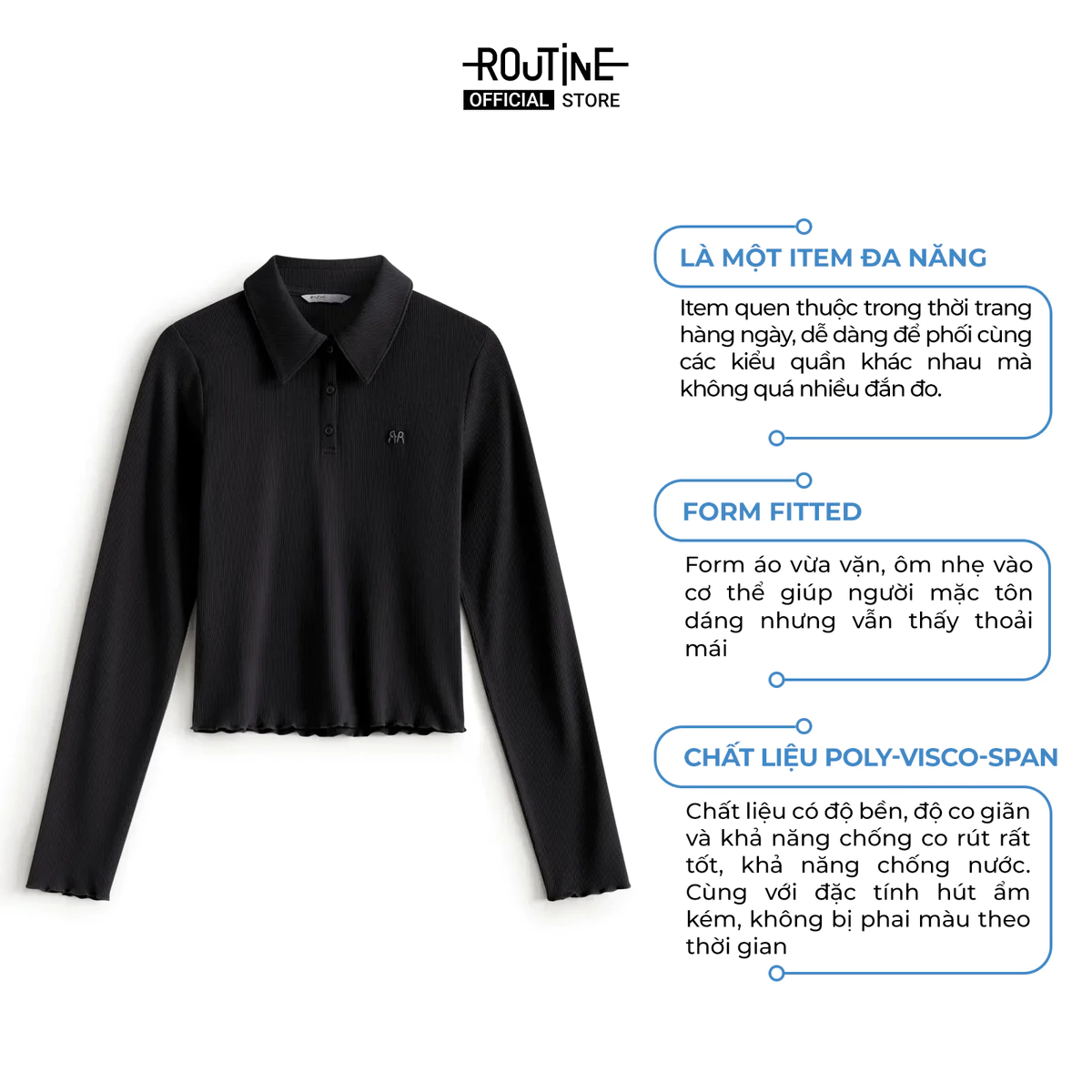 Áo Polo Tay Dài Nữ Form Fitted - Routine 10F25POLW002
