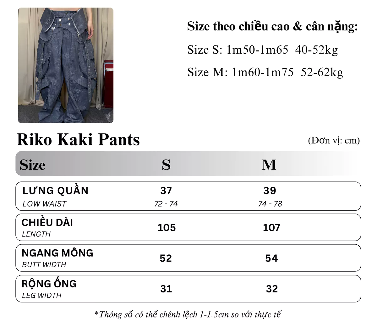 TSUN - Riko Cargo Pants Quần Dài Kaki Túi Hộp Phối Khoen Lỗ Cá Tính