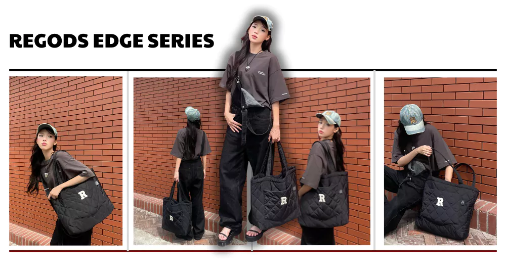 Túi Tote phao chần bông Regods đựng vừa hơn 2 laptop 17inch form rộng unisex nam nữ