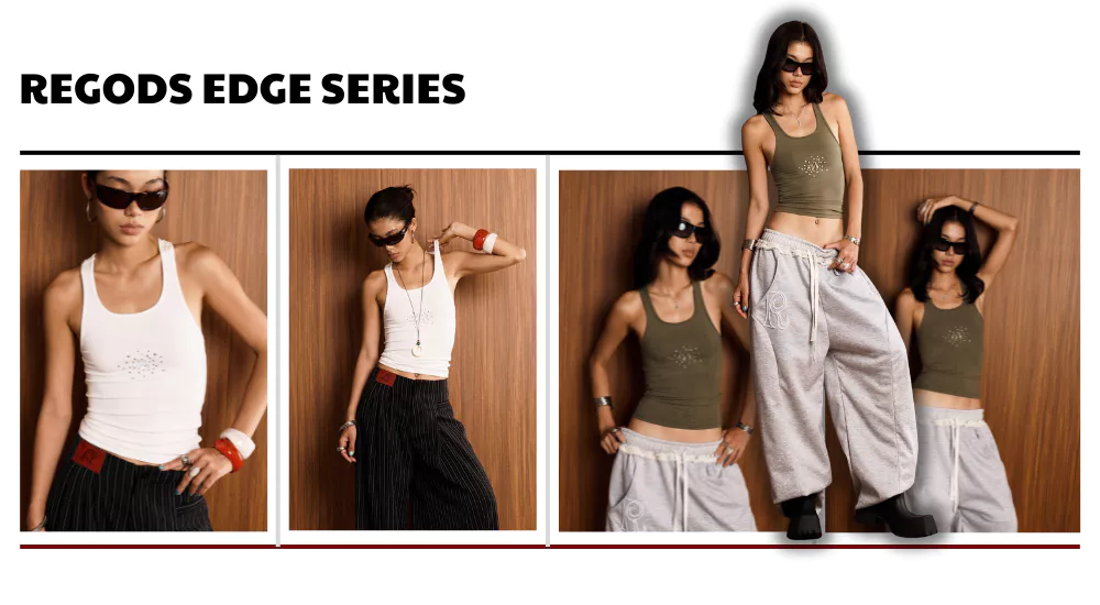 Áo Ba lỗ nữ ôm body chiết eo đính đá Regods - EDGE STUD RIB TANKTOP