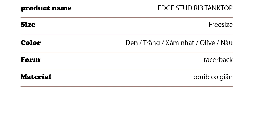 Áo Ba lỗ nữ ôm body chiết eo đính đá Regods - EDGE STUD RIB TANKTOP