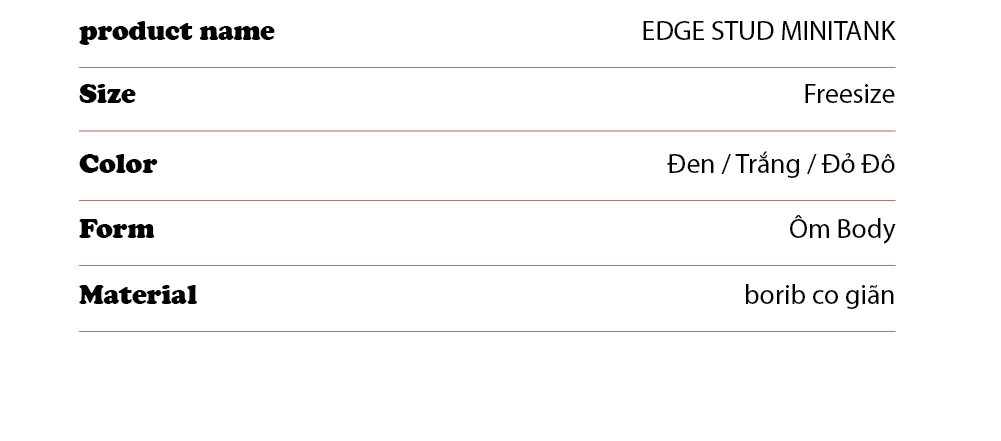 Áo Hai Dây Nữ đính đá Ôm Body Chất borib Co Giãn Mềm Mỏng - EDGE STUD MINITANK