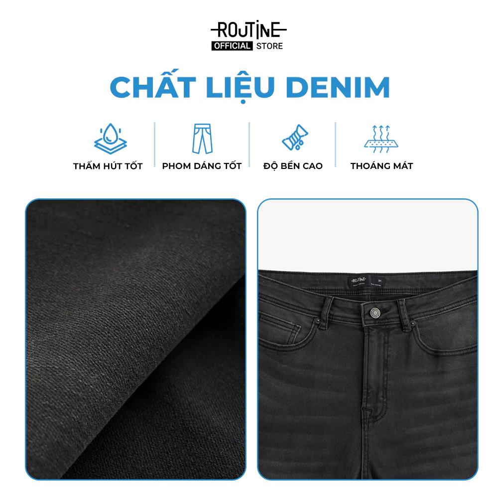 Quần Denim Nam Form Slim Cropped - Routine 10F25DPA033