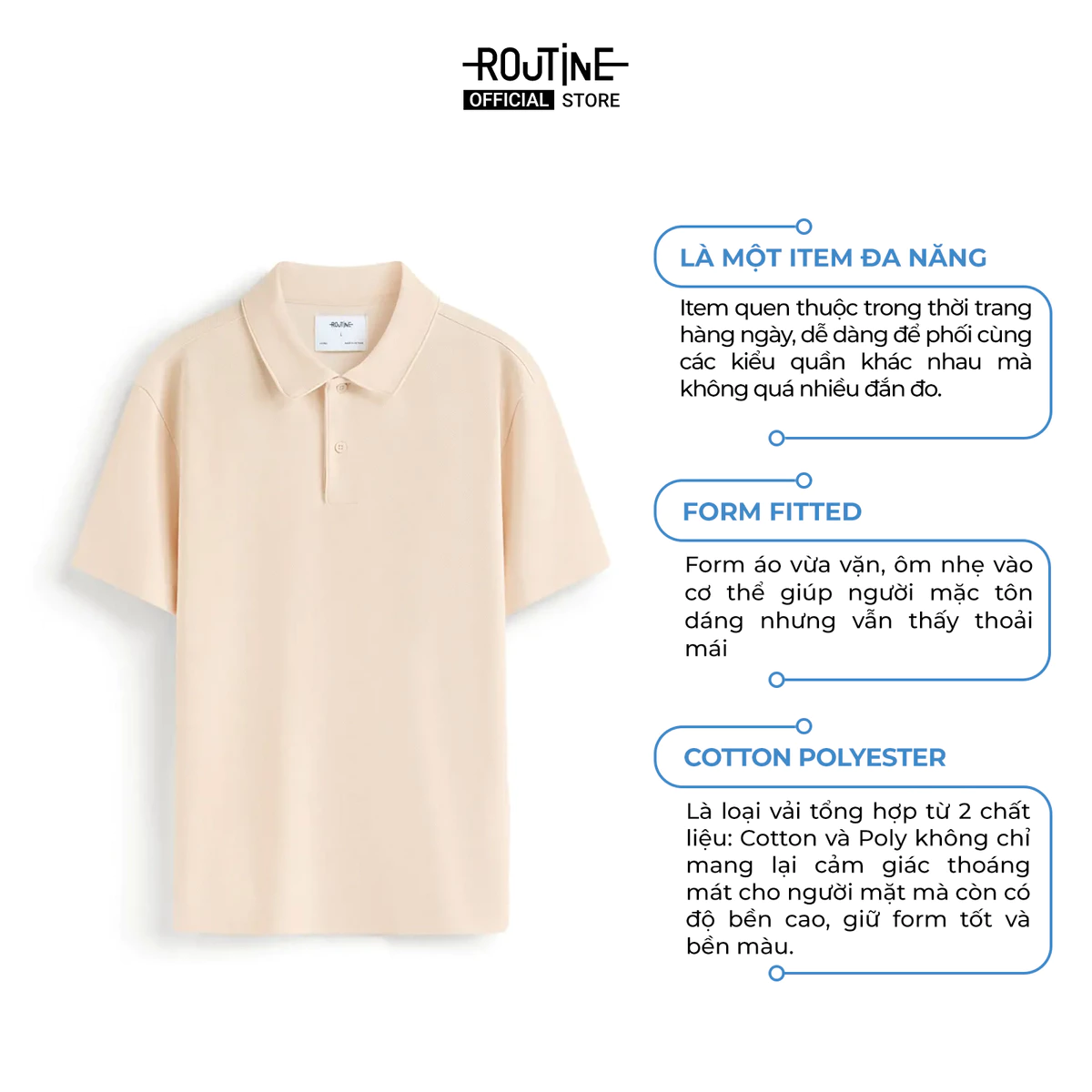 Áo Polo Nam Tay Ngắn Trơn Form Fitted - Routine 10S25POL002