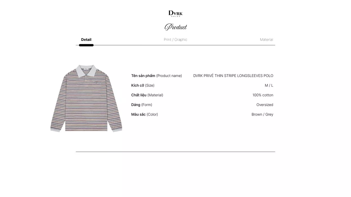 Áo Polo Tay Dài Form Oversized DVRK Privé Họa Tiết Sọc Ngang Vải Cotton Thoáng Mát Local Brand