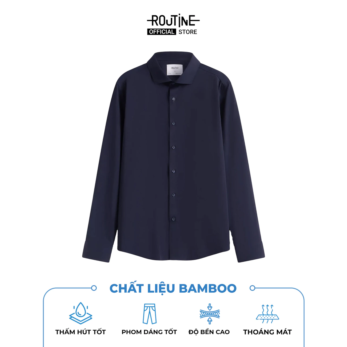 Áo Sơ Mi Tay Dài Nam Trơn Vải Bamboo Cao Cấp Form Fitted - Routine 10F24SHL070
