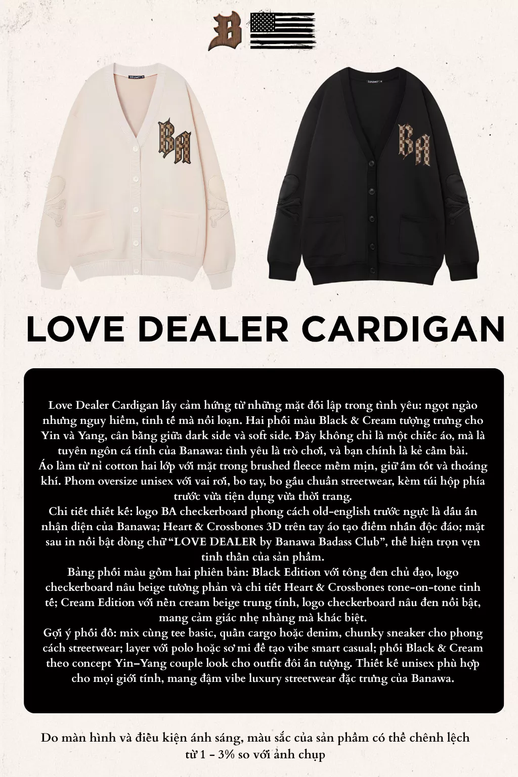 Áo Cardigan Nỉ Bông Unisex Banawa - Cardigan Love Dealer | Local Brand Chính Hãng