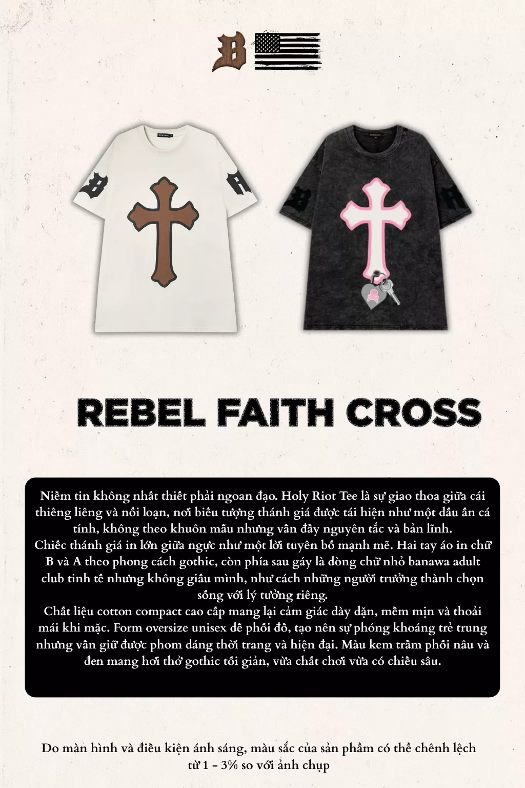 Áo Thun Unisex Banawa - Tee Rebel Faith Cross | Local Brand Chính Hãng